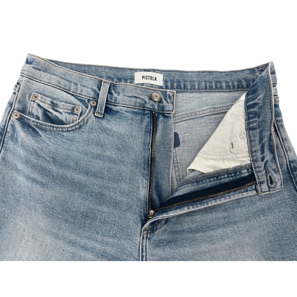 Pistola Lana Crop Wide Leg Jeans in Snowcat Raw Hem Cuffed Blue Denim Size 31 - Picture 9 of 12